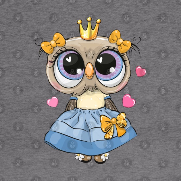 Cute fashion owl in a blue dress by Reginast777